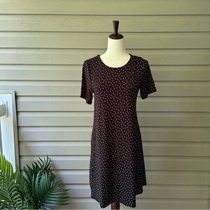 Loft Black & White Polka Dot Swing Dress Size Small